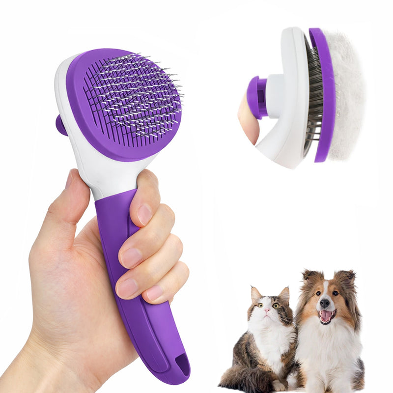 Self-Cleaning Slicker Brush — One-Click Deshedding for Dogs & Cats
