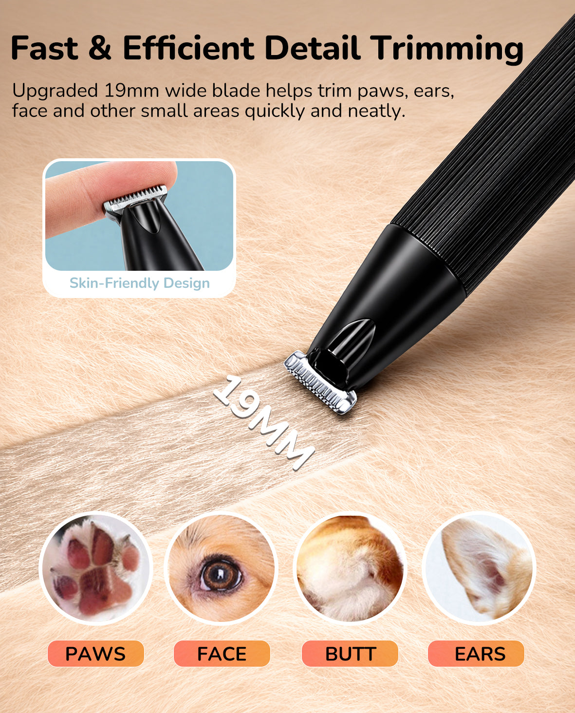 Fido Fave Dog Paw Trimmer — 19mm Ceramic Blade, LED Light & USB-C