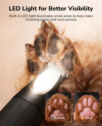 Fido Fave Dog Paw Trimmer — 19mm Ceramic Blade, LED Light & USB-C