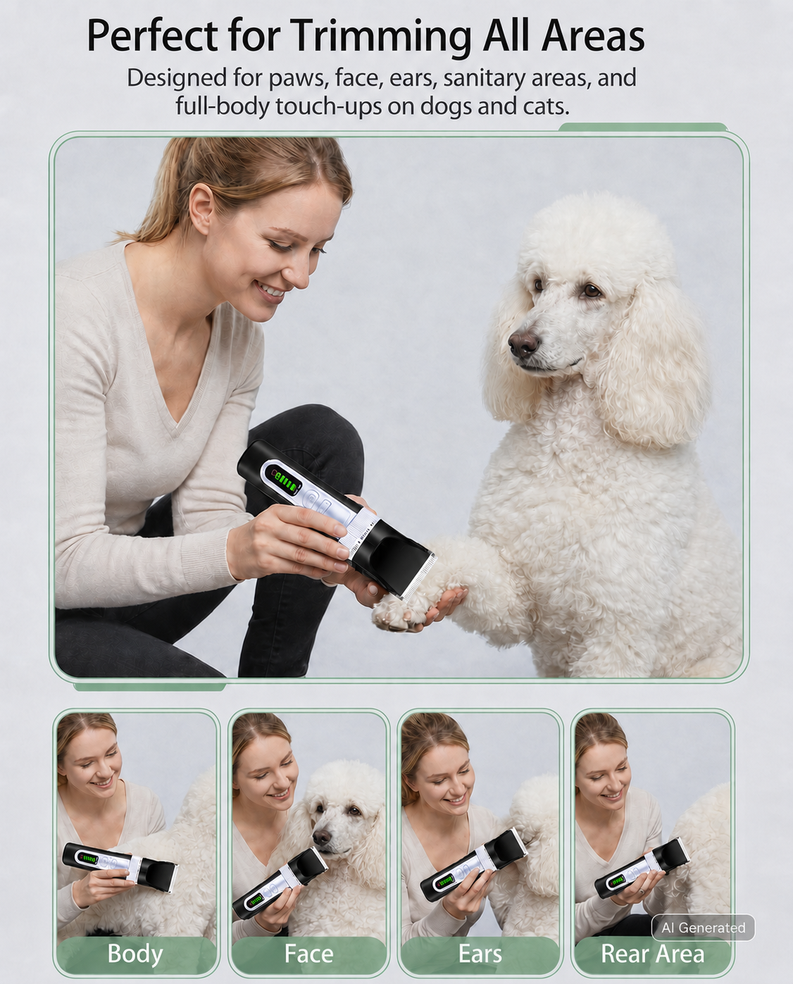 Fido Fave Dog Grooming Clippers — Low-Noise 390W, 3-Speed Titanium Blade