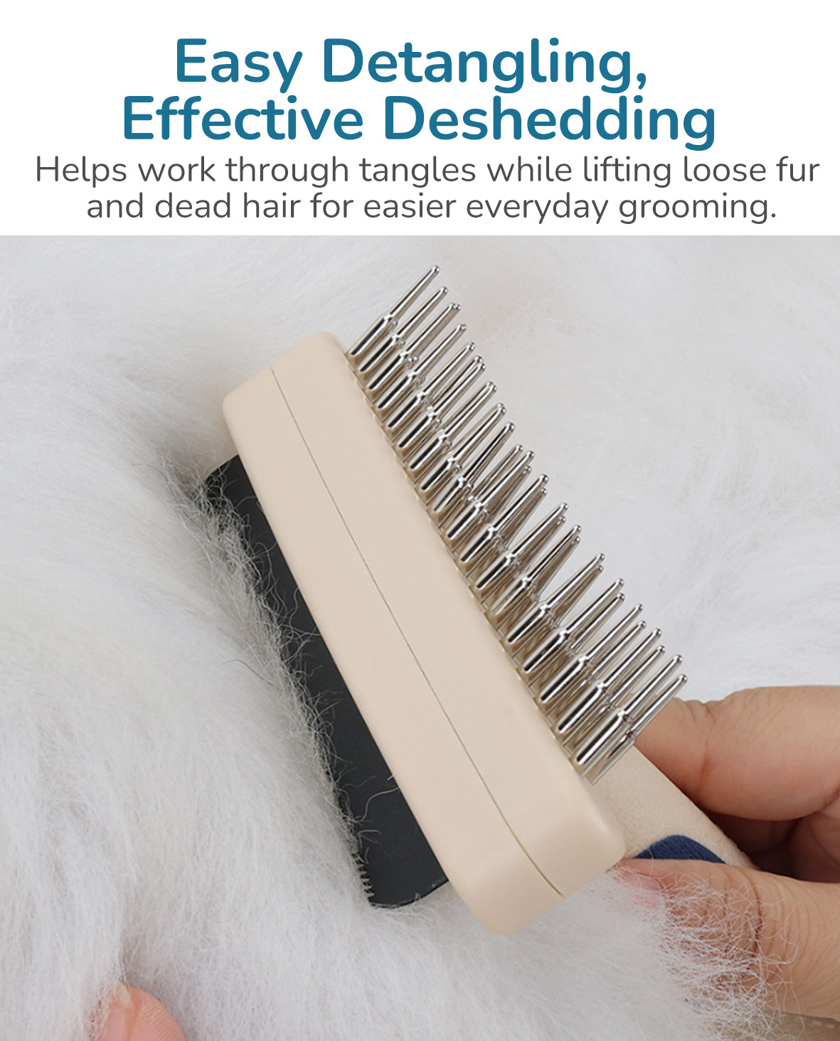 Fido Fave 2-in-1 Undercoat Rake + 360 Rotating Detangling Comb, Deshedding & Dematting Dog Grooming Comb
