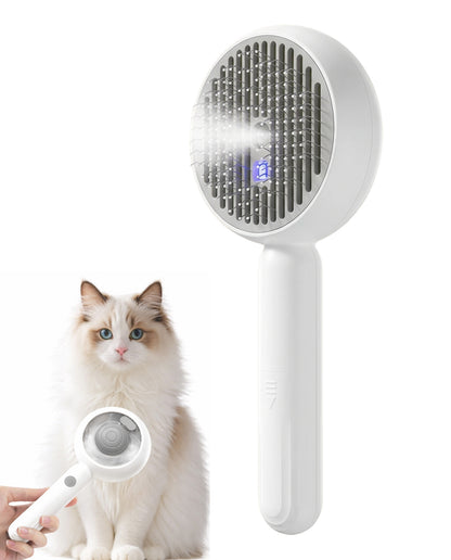 Fido Fave Press-to-Spray Mist Anti-Static Detangling & Smoothing Refillable Water Tank Grooming Brush for Dog & Cats, Grey