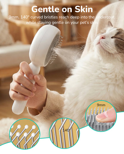 Fido Fave Press-to-Spray Mist Anti-Static Detangling & Smoothing Refillable Water Tank Grooming Brush for Dog & Cats, Grey