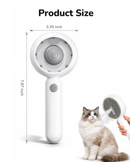 Fido Fave Press-to-Spray Mist Anti-Static Detangling & Smoothing Refillable Water Tank Grooming Brush for Dog & Cats, Grey