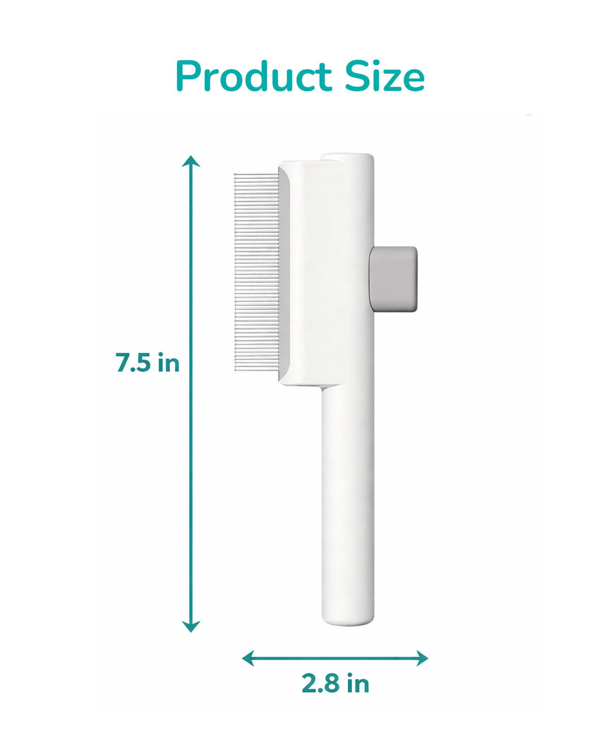 Fido Fave Self-Cleaning One-Button Hair Release Deshedding Comb with Comfortable Handle for Dogs & Cats, White