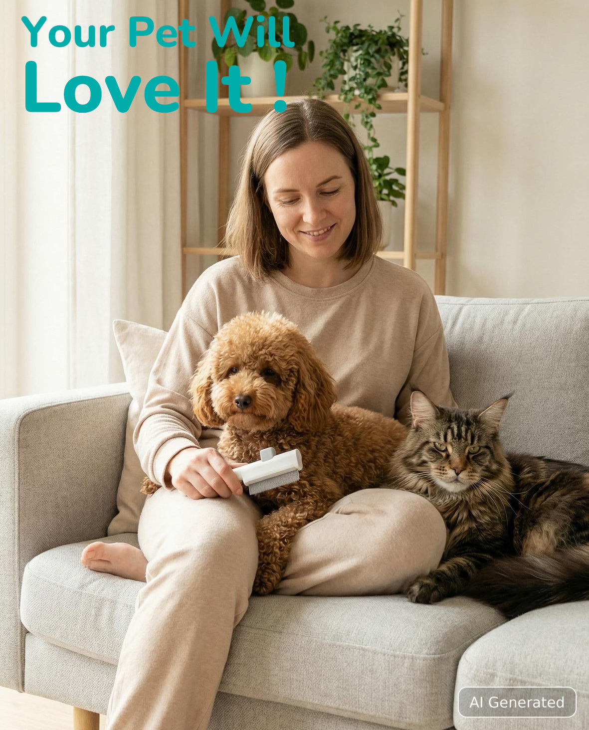 Fido Fave Self-Cleaning Deshedding Comb — One-Button Hair Release