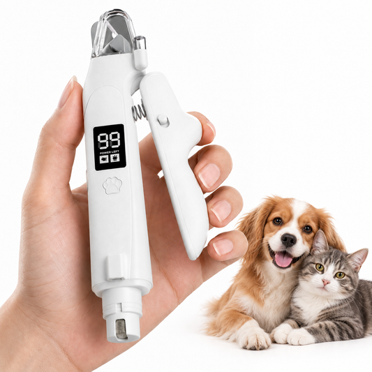 Fido Fave 2-in-1 dog and cat nail clippers with light, grinder end, battery display and nail catcher