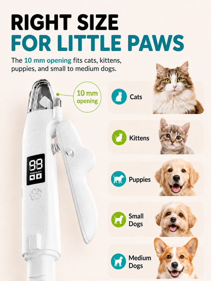 10 mm clipper opening sized for cats, kittens, puppies and small to medium dogs