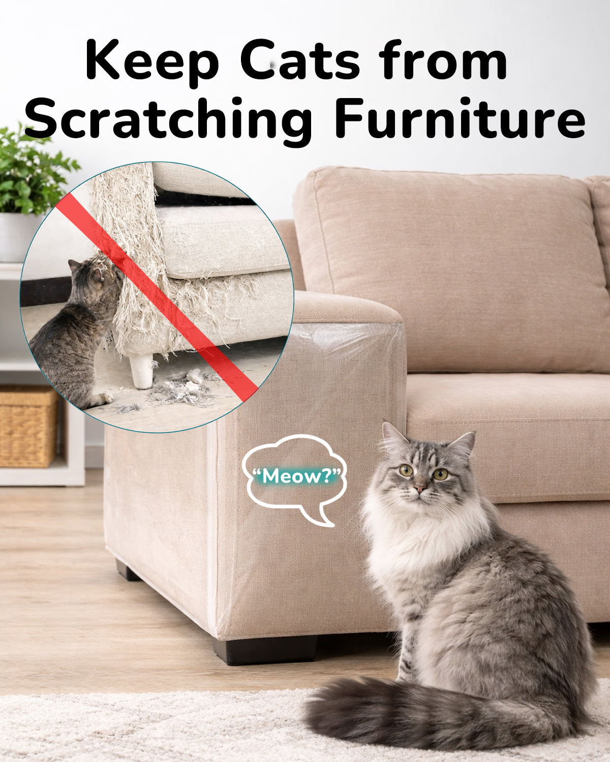 Fido Fave Cat Scratch Furniture Protector — Clear Tape Roll, Trim-to-Fit
