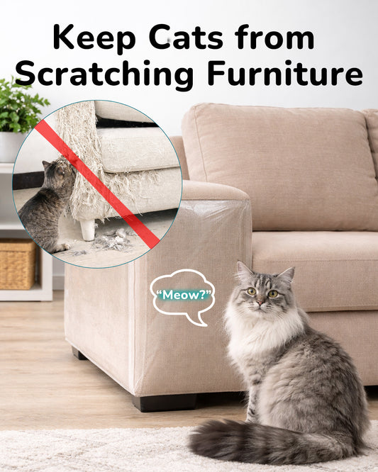 Cat Scratch Furniture Protector — Cat Couch Protector Tape Roll for Sofa & Couch, Thick Clear Adhesive Guard, Trim-to-Fit, 15.7 in x 118.1 in