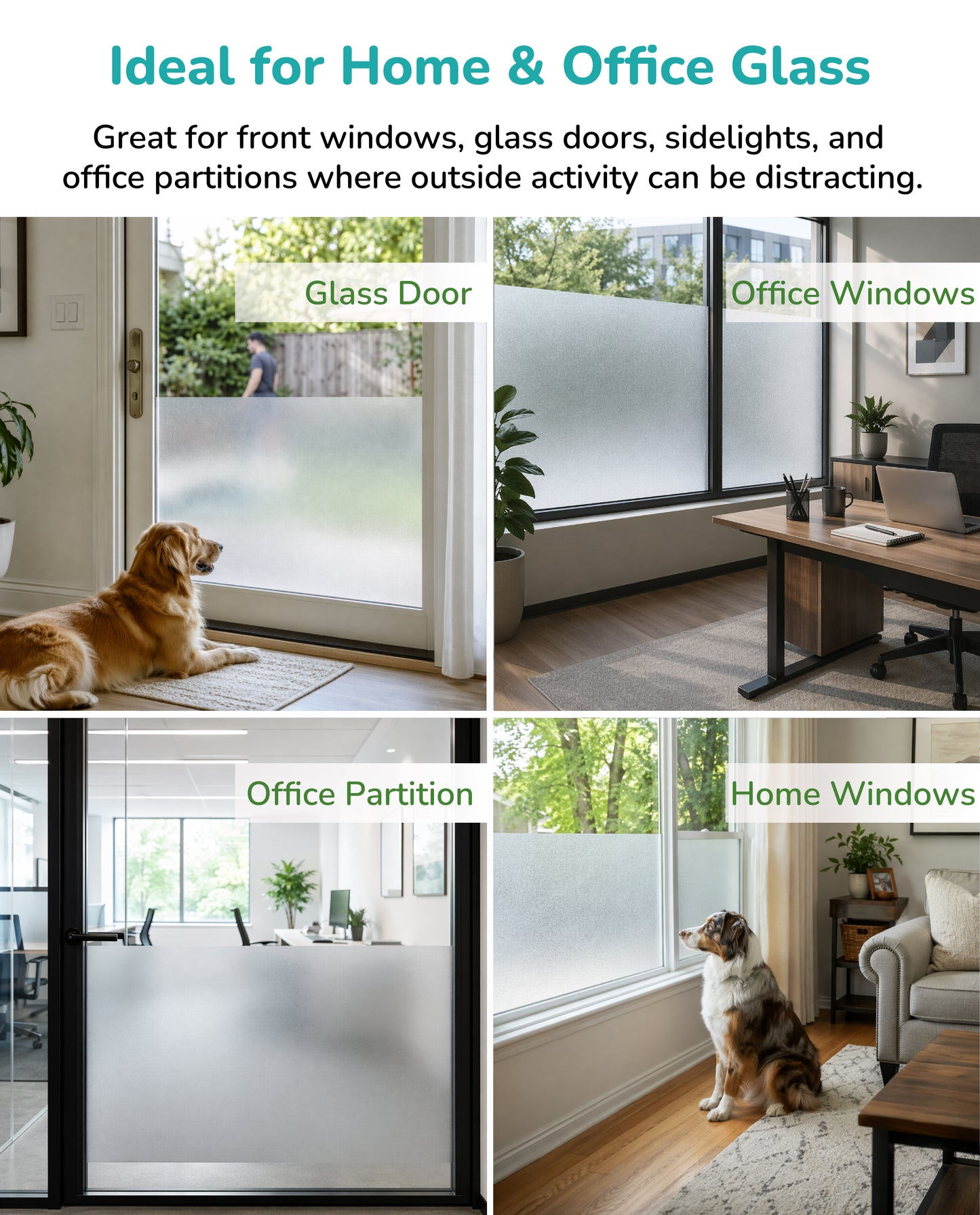 Fido Fave Static Cling Privacy Window No-Glue Glass Removable Film Home & Office Dog Furniture Cover, Frosted, 35.4 x 78.7-in