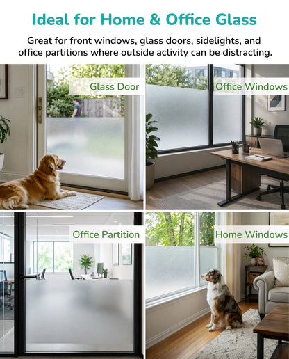 Fido Fave Static Cling Privacy Window No-Glue Glass Removable Film Home & Office Dog Furniture Cover, Frosted, 35.4 x 78.7-in