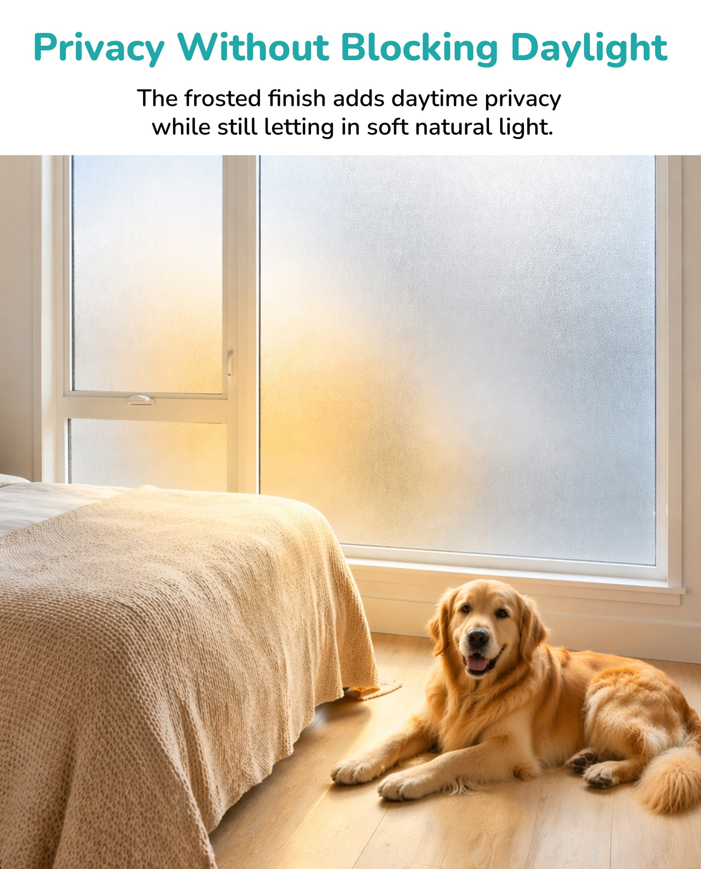 Fido Fave Static Cling Privacy Window No-Glue Glass Removable Film Home & Office Dog Furniture Cover, Frosted, 35.4 x 78.7-in