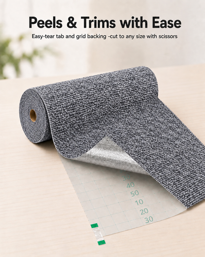 Peel and trim the cat scratch mat using the pull tab and grid backing