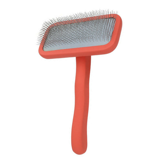 Fido Fave Slicker Brush for Cats, Stainless Steel Pins with Polished Tips, Lightweight Beech Wood Handle – Pink Medium