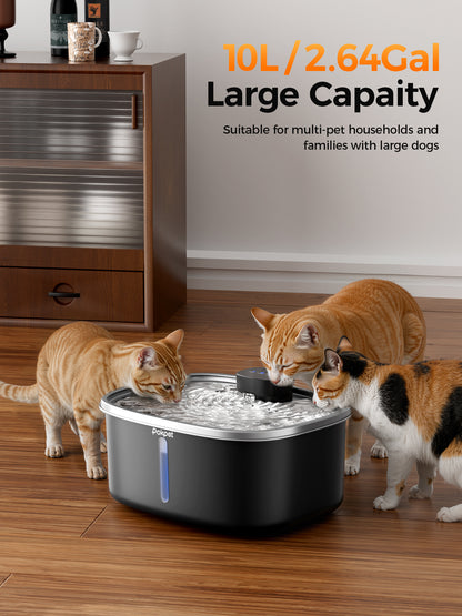 2.64 Gallon Large Capacity Automatic Pet Water Fountain,Black