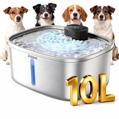 2.64 Gallon Large Capacity All-Stainless Steel Automatic Dog Water Fountain