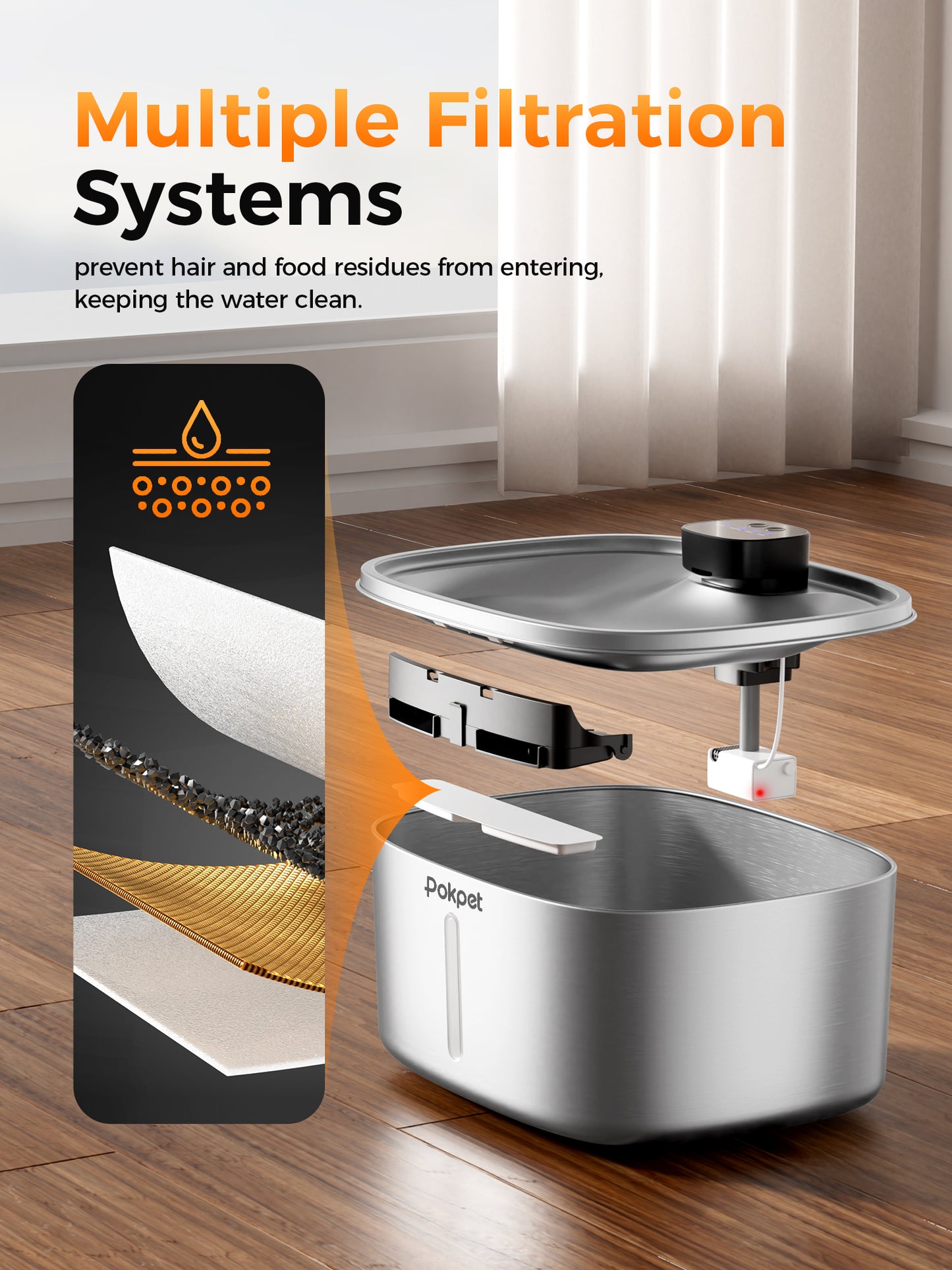 2.64 Gallon Large Capacity All-Stainless Steel Automatic Dog Water Fountain