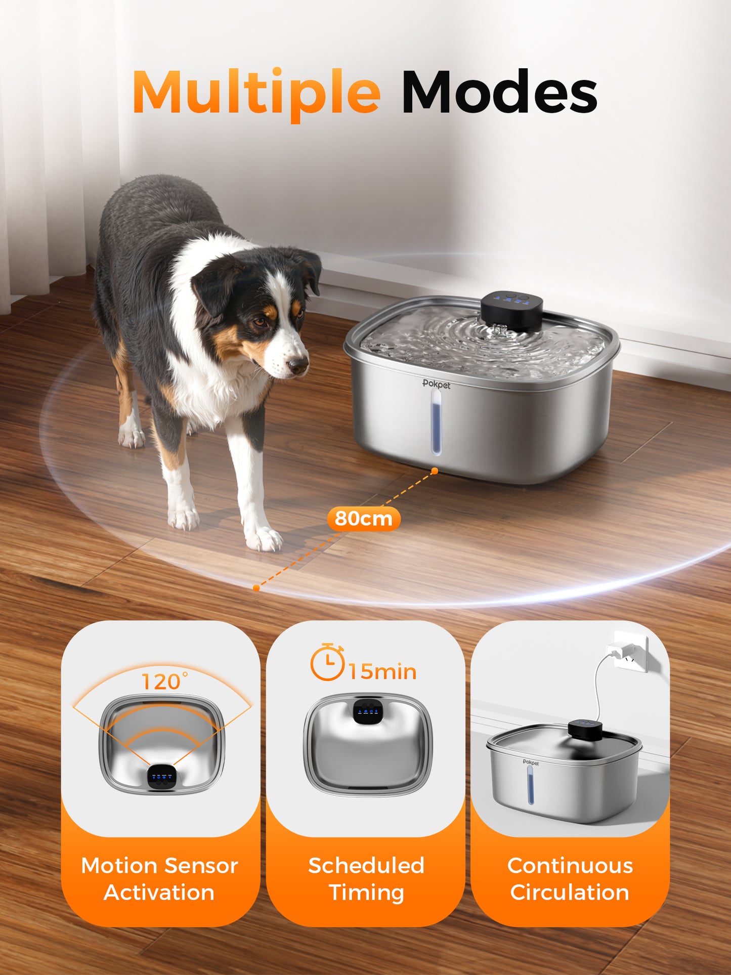 2.64 Gallon Large Capacity All-Stainless Steel Automatic Dog Water Fountain