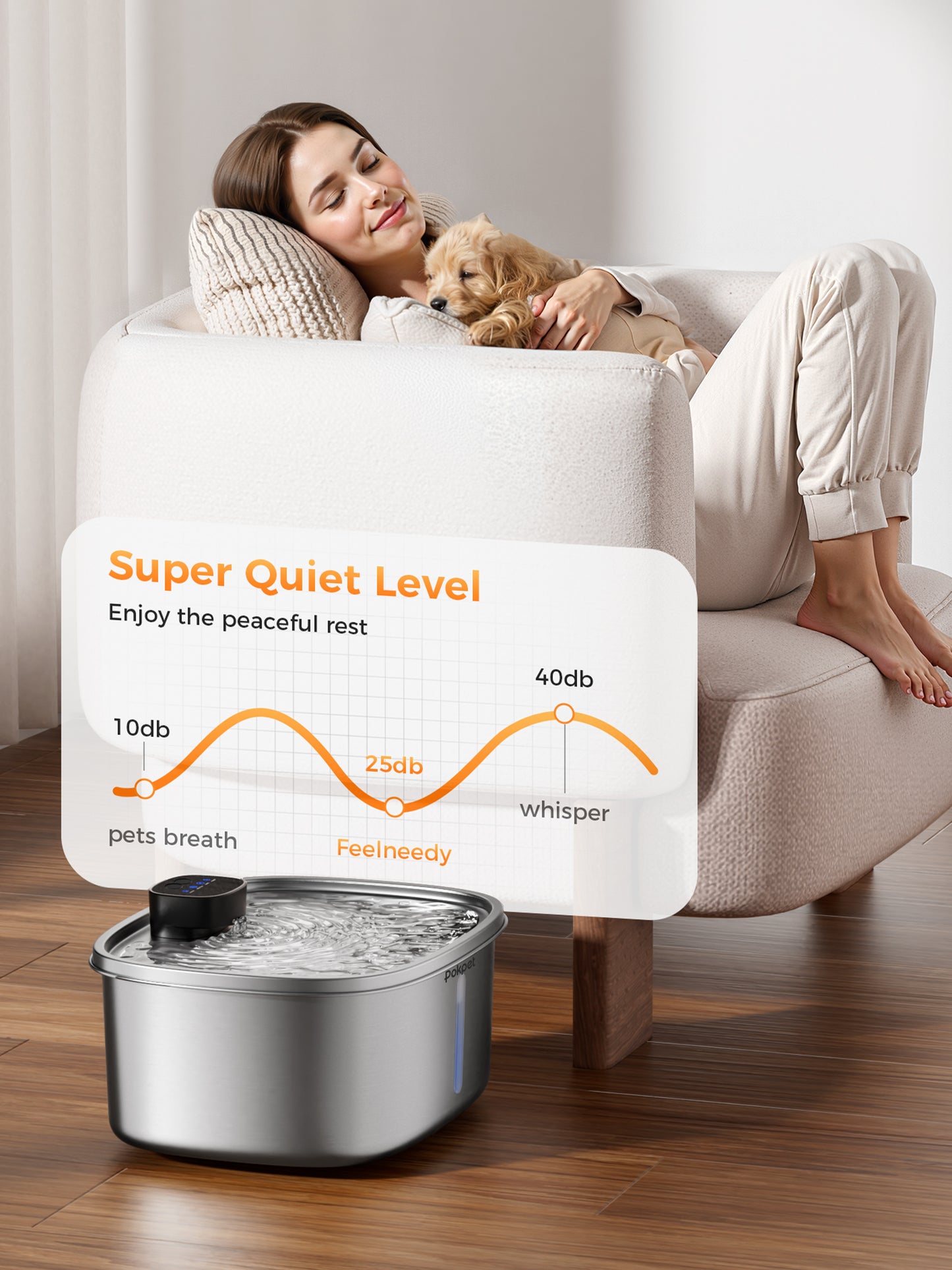 2.64 Gallon Large Capacity All-Stainless Steel Automatic Dog Water Fountain