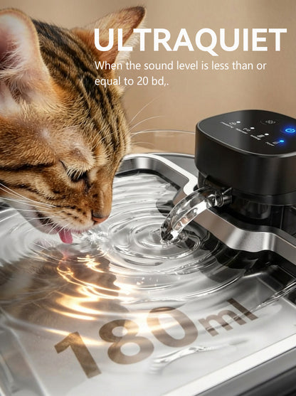 5L Stainless Steel Cat Water Fountain — Ultra-Quiet, Motion Sensor
