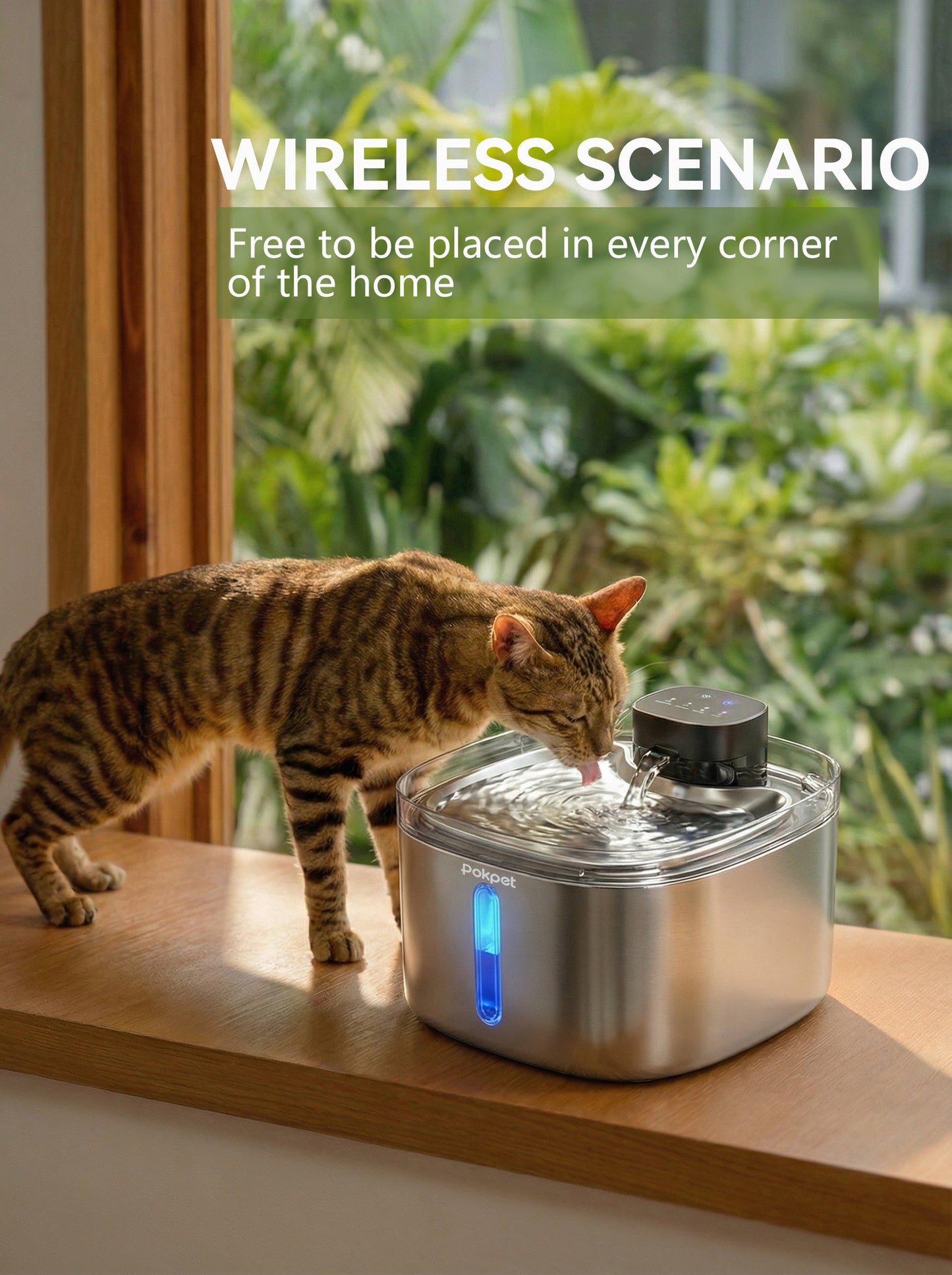5L Stainless Steel Cat Water Fountain — Ultra-Quiet, Motion Sensor