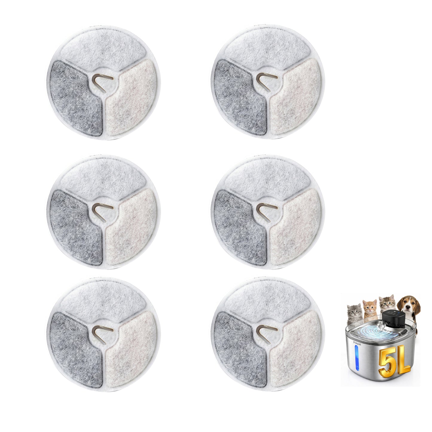 Cat Water Fountain Replacement Filter, 6 count