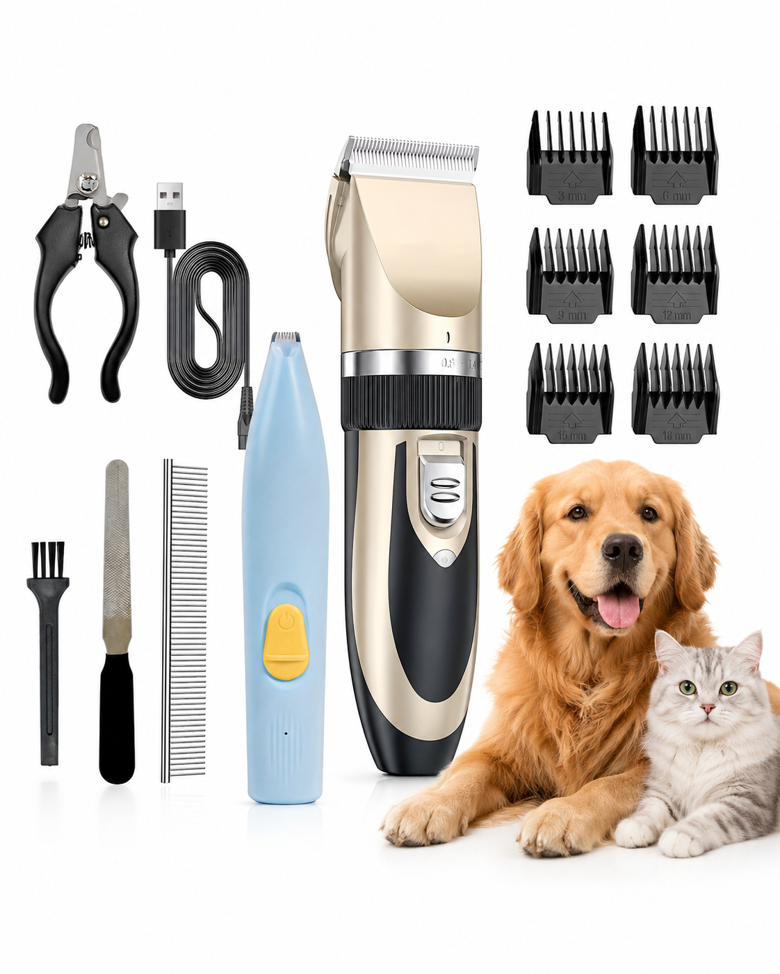 Fido Fave dog grooming starter kit — rechargeable cordless clippers and paw trimmer