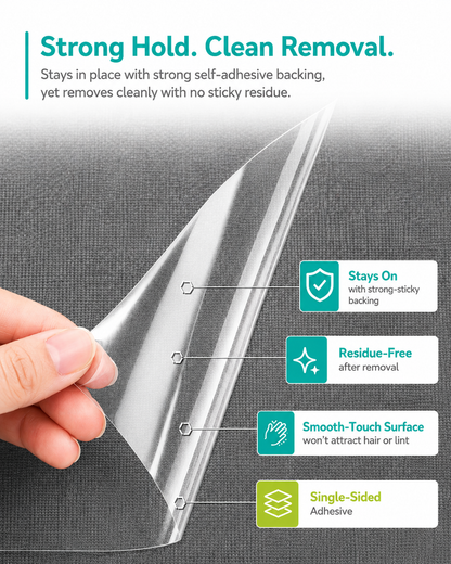 Strong single-sided adhesive grips smooth doors without peeling off