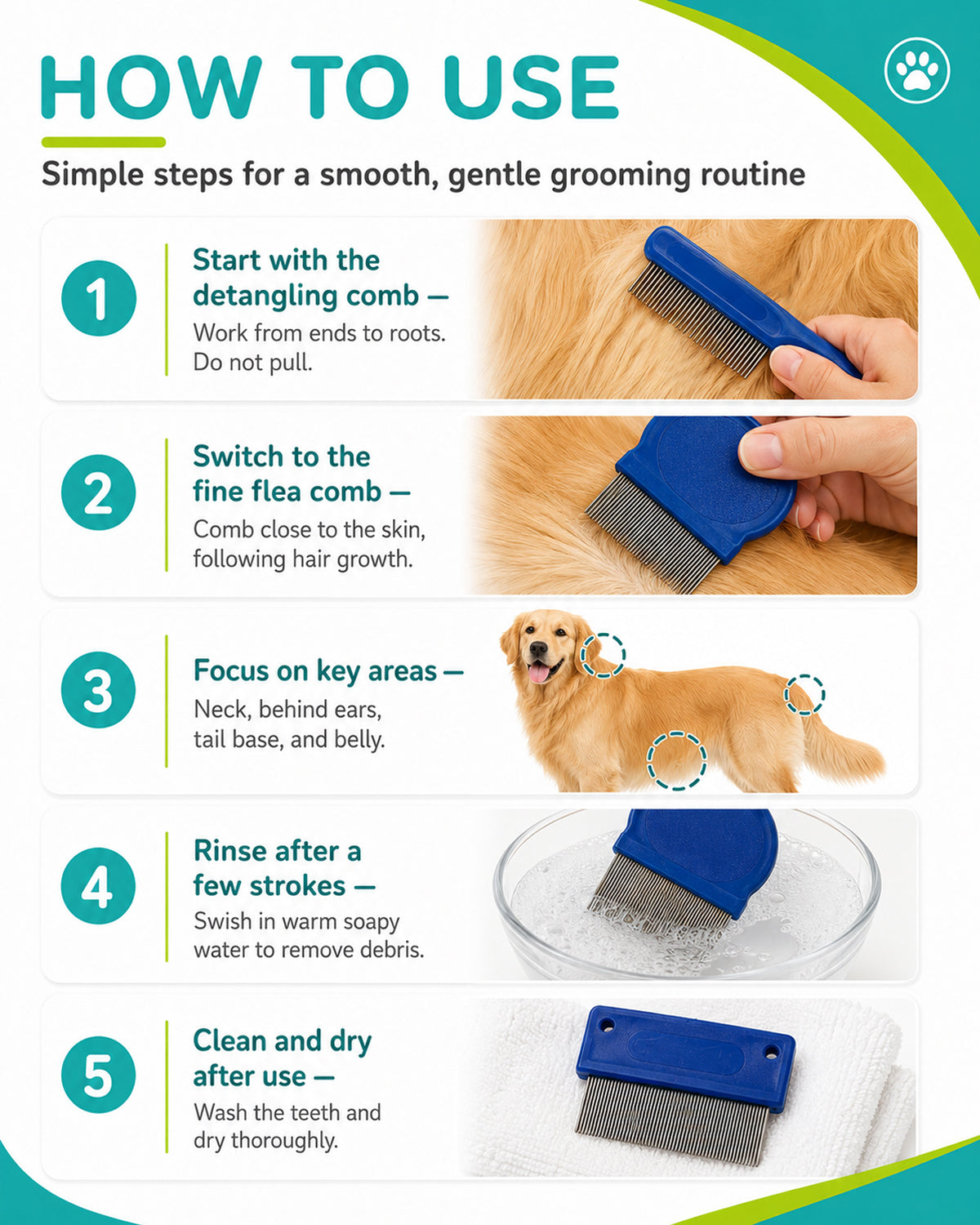 Fido Fave dog grooming comb set detail 7