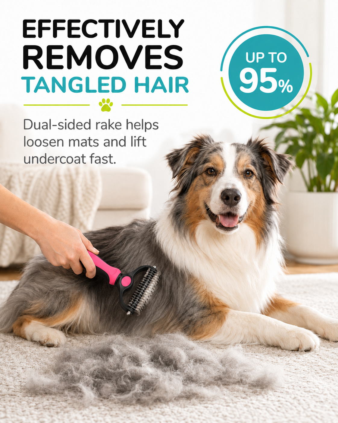 Undercoat rake, red — detail