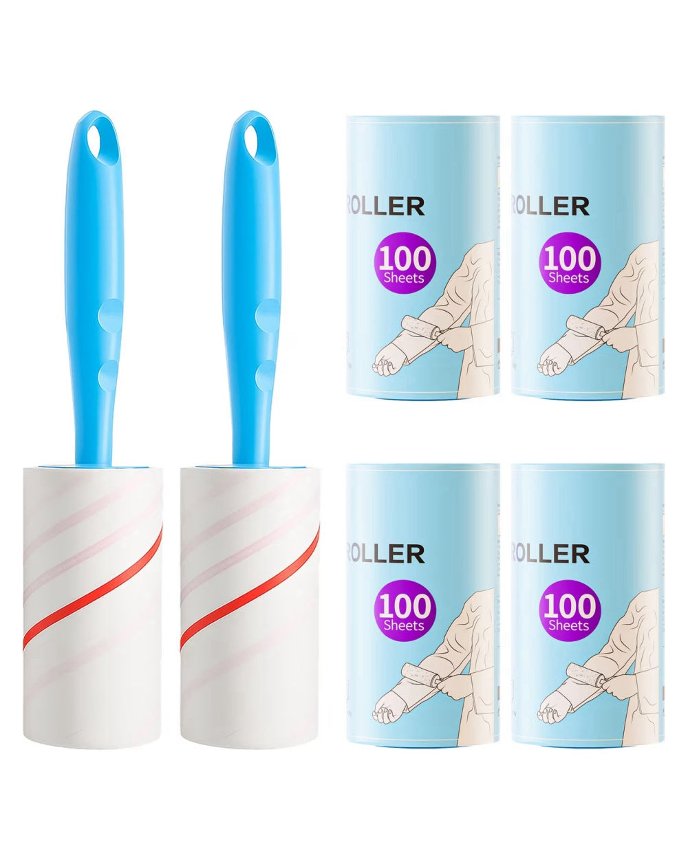 Fido Fave extra-sticky lint roller for pet hair, 2 handles + 6 refills