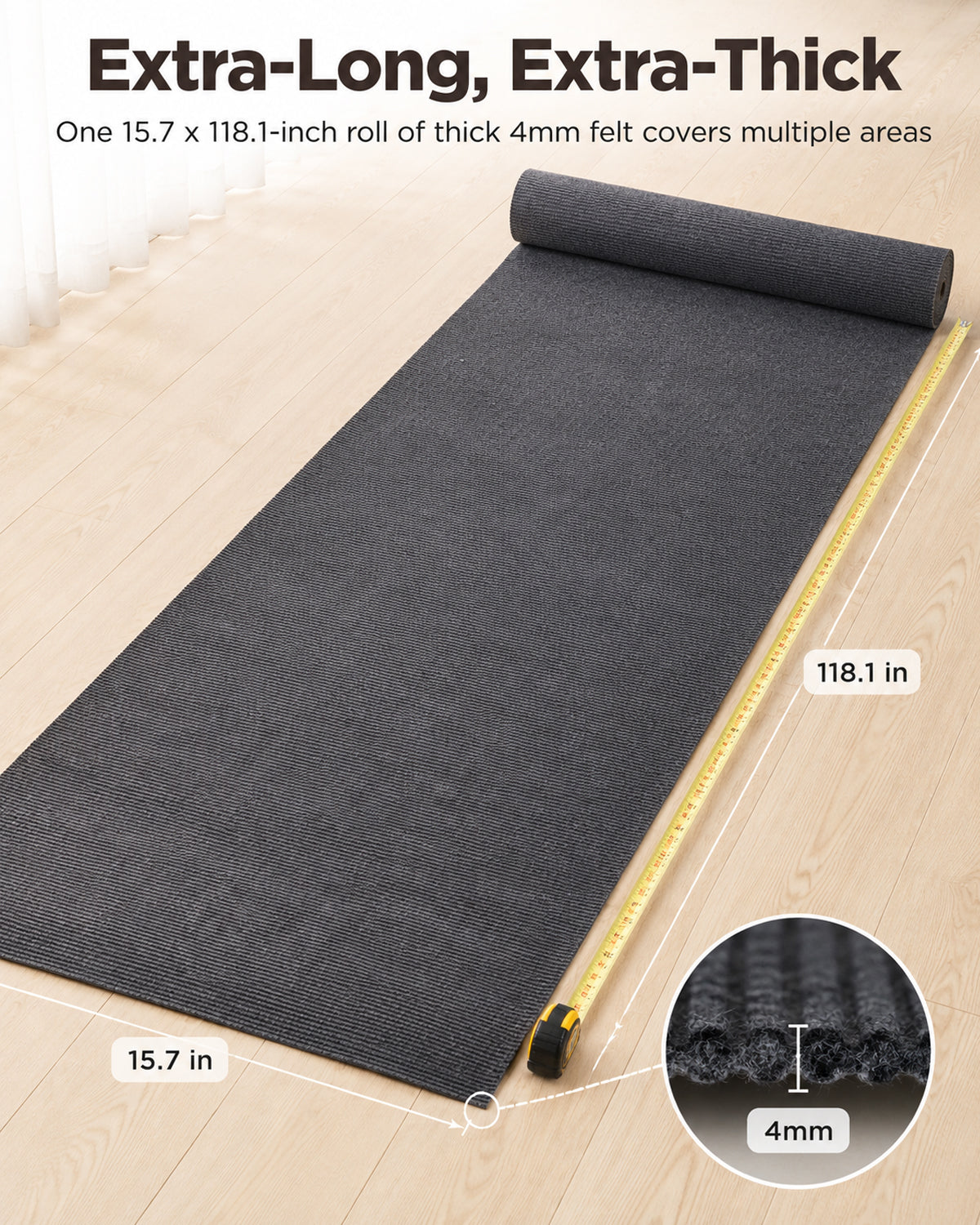 Cat scratch mat roll dimensions 15.7 by 118.1 inches