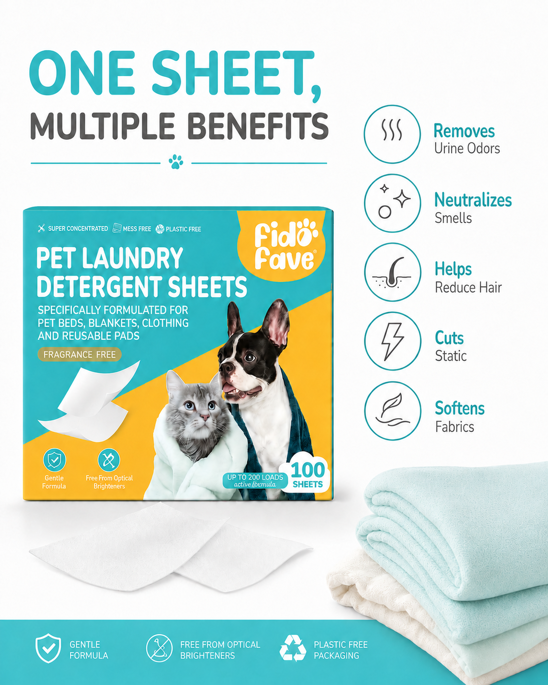 Pet laundry detergent sheets — detail