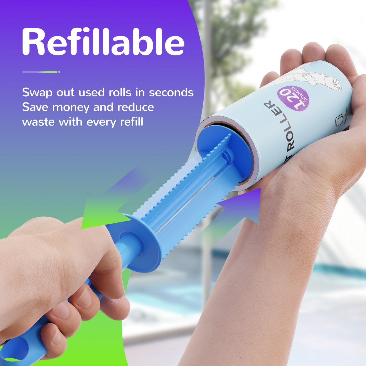 Lint roller for pet hair — detail