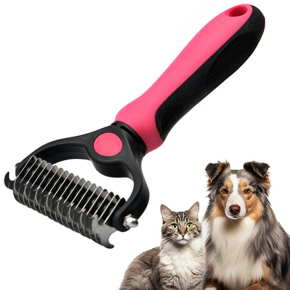 Fido Fave double-sided undercoat rake for dogs and cats, red