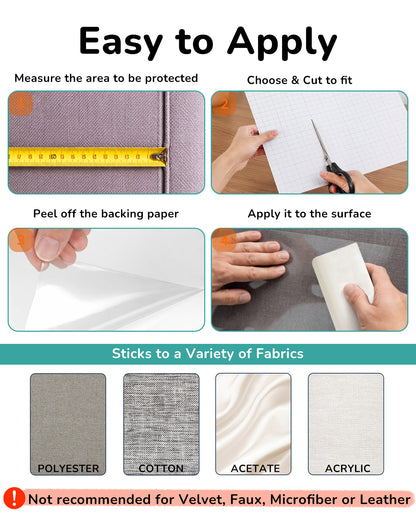 Grid-printed backing to cut sheets to fit sofa armrests and corners