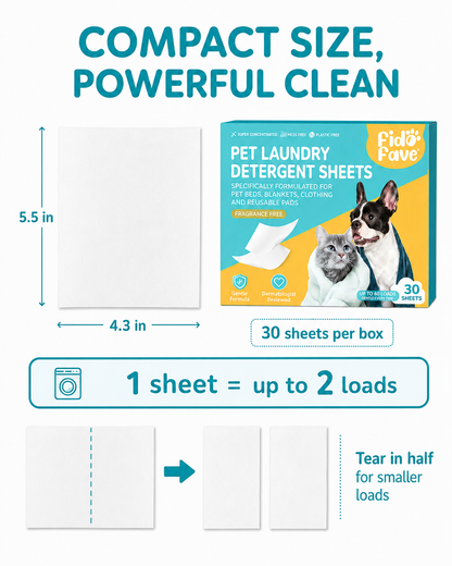 Pet Laundry Detergent Sheets — Enzyme Odor Removal, 60 Loads