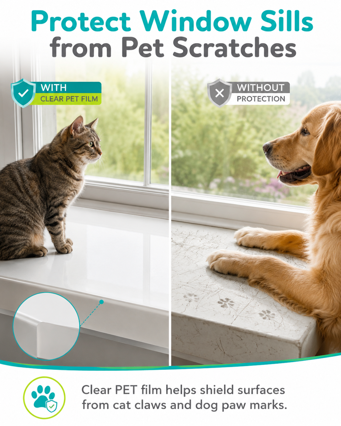 Flexible 7.5 x 120 in roll fits any windowsill length, cut to fit