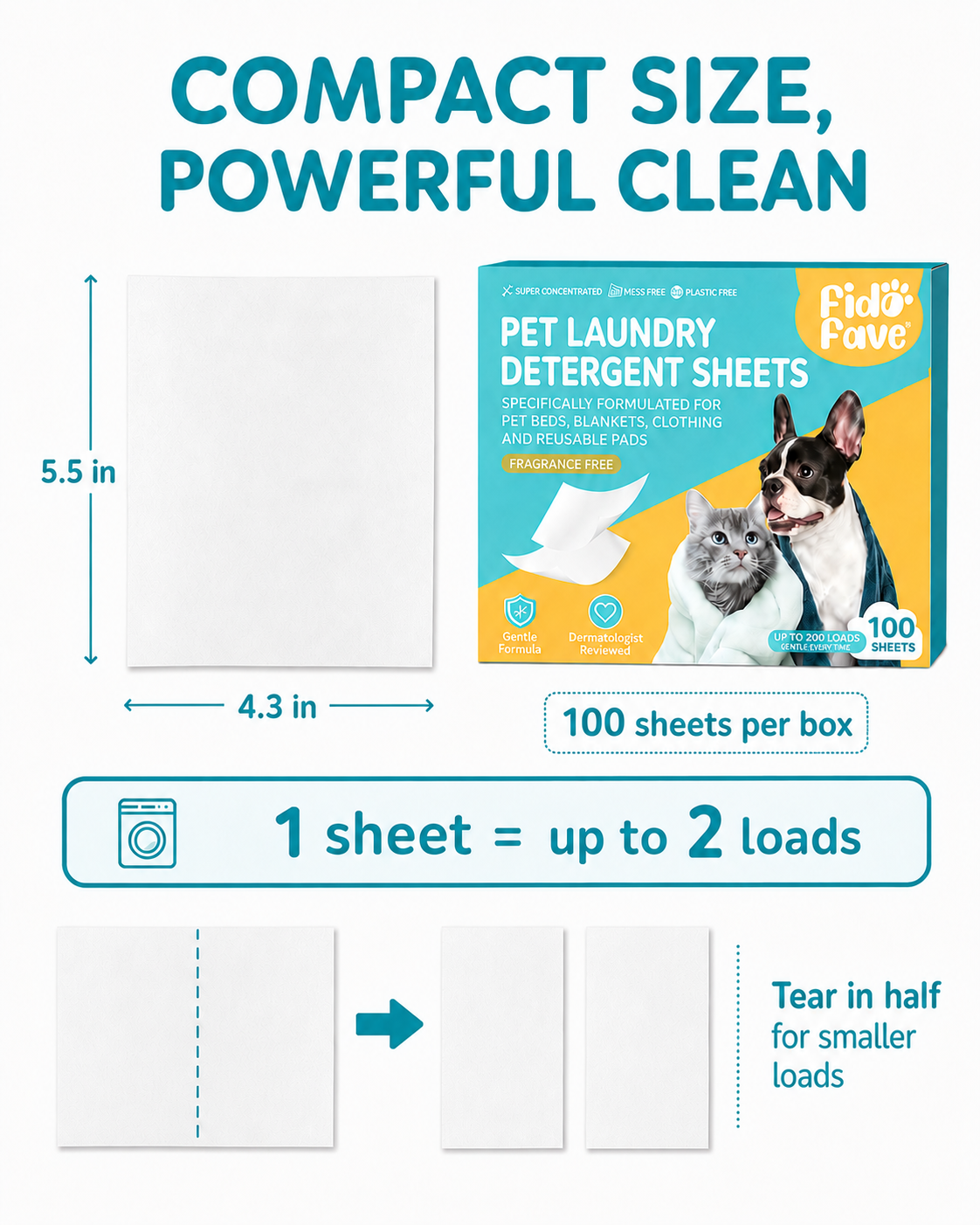 Pet laundry detergent sheets — detail