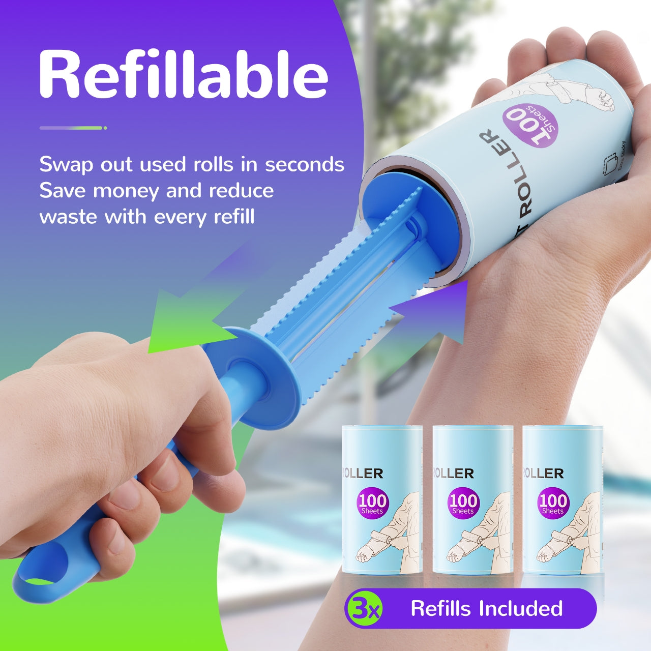 Lint roller for pet hair — detail