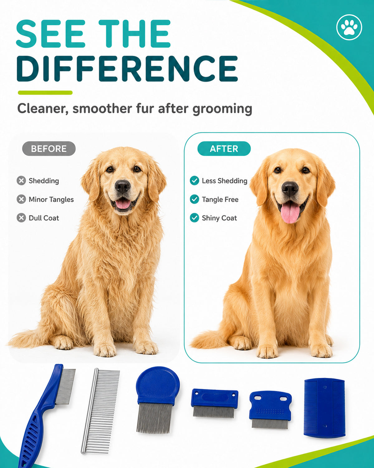 Fido Fave dog grooming comb set detail 5