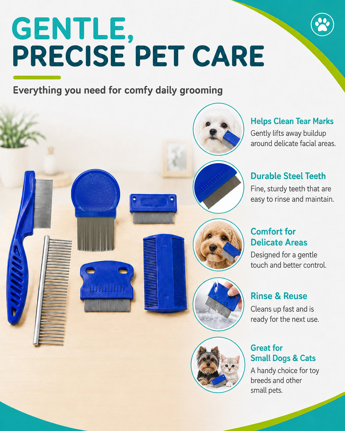 Fido Fave dog grooming comb set detail 1