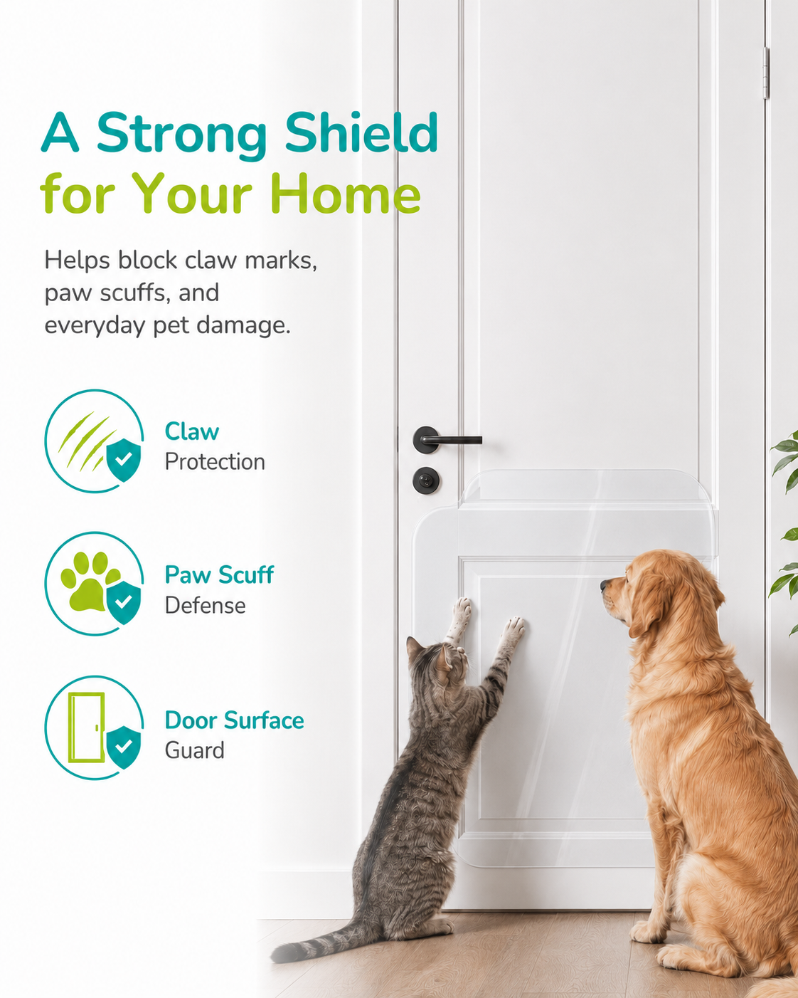 Cut the clear door protector to any size along the grid-printed backing