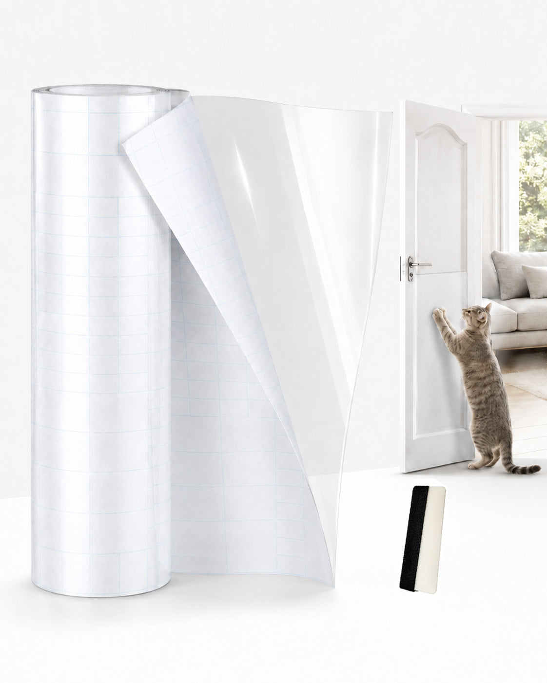 Fido Fave cat and dog scratch door protector clear sticker roll, 24 x 120 in