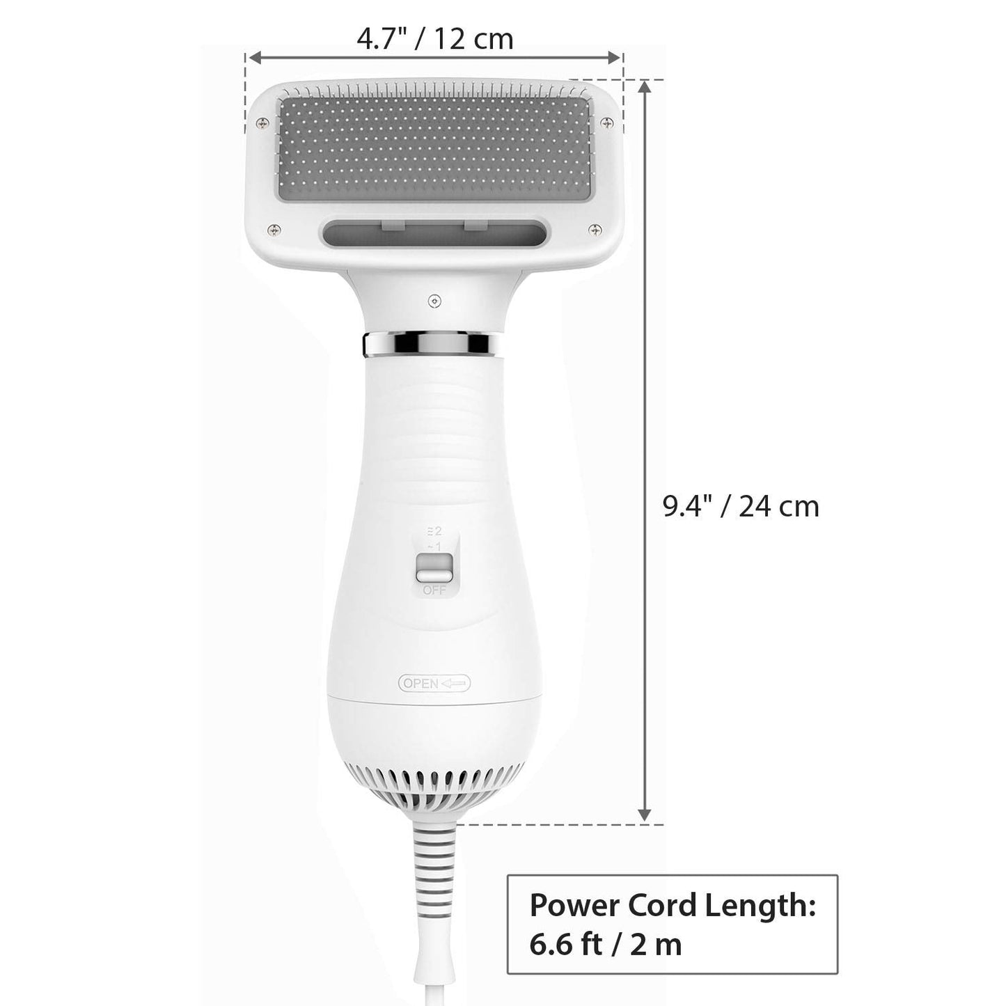 Pet Hair Dryer, Portable Dog Grooming Hair Dryer with Self Cleaning Slicker Brush